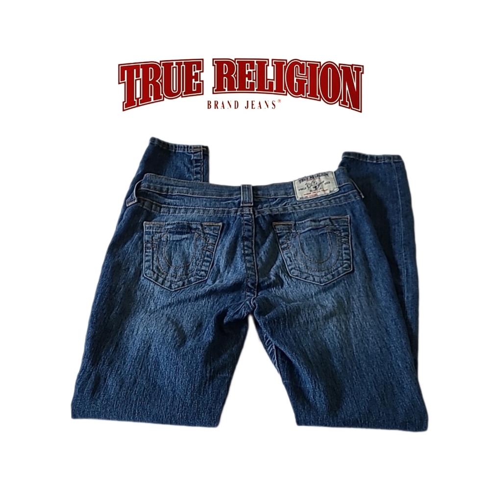 True Religion Women's Skinny Jeans in Dark Blue Denim